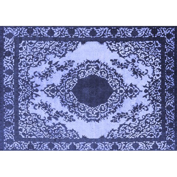 Ahgly Company Machine Washable Indoor Rectangle Oriental Blue Industrial Area Rugs, 3' x 5'