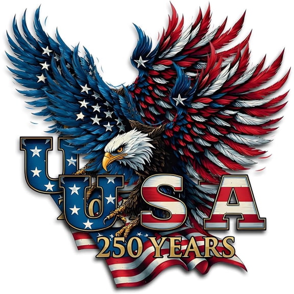 USA 250th Anniversary Patriotic Eagle 2-Pack Vinyl Sticker Decal, 1776-2026 American Flag Car Bumper Sticker for Cars, Trucks, Vehicles, Window and Laptop (5" x 5")