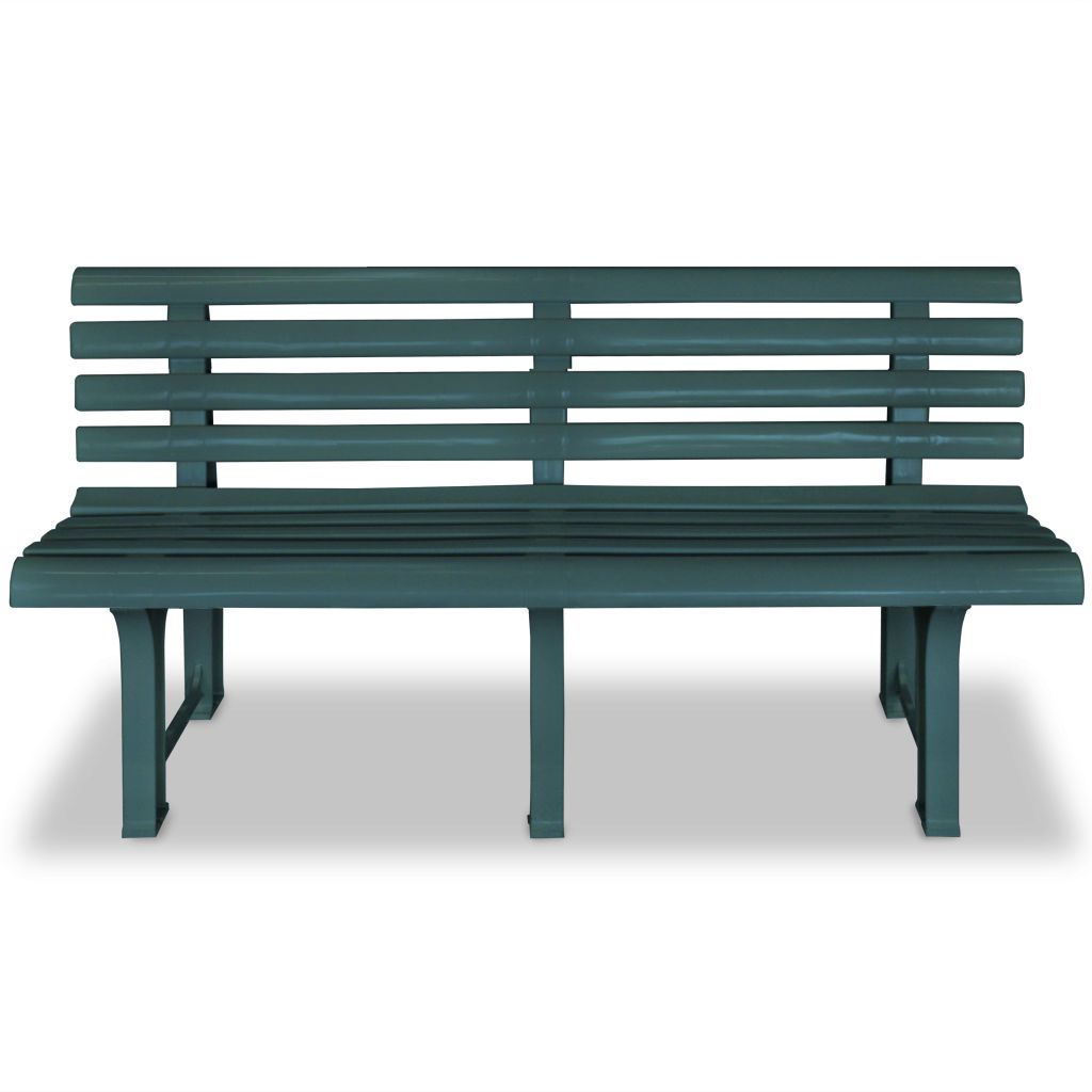 green plastic garden bench