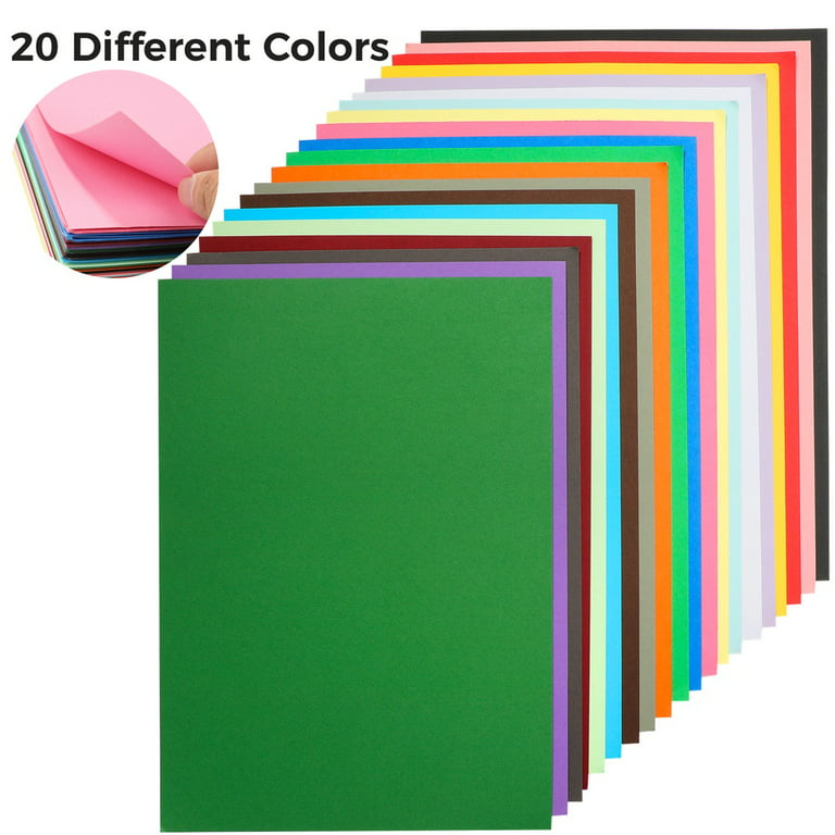 Cardstock 100 Sheets Heavy A4 Colored Papers 20 Colors Pure Wood Pulp Hard Card Stock for DIY Art, Card Making, Scrapbooking, Craft, Decor, Kids