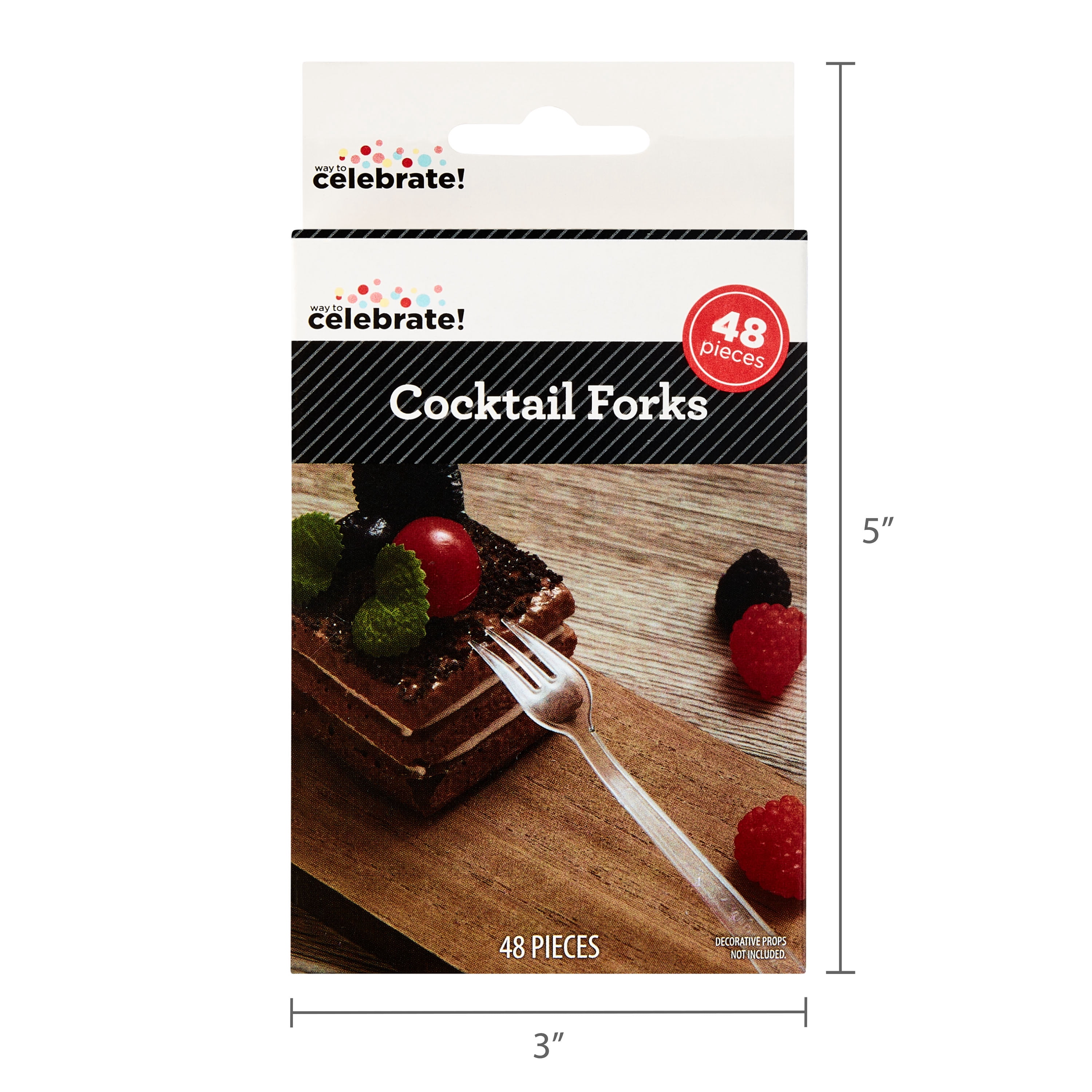 48 Count, 4.1 IN Clear Disposable Plastic Cocktail Forks, by Way To Celebrate