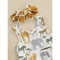 thumbnail image 6 of Bagilaanoe 3PCS Toddler Infant Baby Girls Summer Outfits Animal Print Ruffle Tank Tops Shorts Headband Set, 6 of 9
