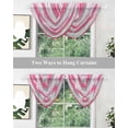 thumbnail image 4 of Pink Gray Stripes Sheer Waterfall Valance Curtains for Window, Watercolor Modern Abstract Minimalist Rod Pocket Sheer Topper Swag Curtains for Living Room, Kitchen 38.5"W x 47.2"L, 2 Panels, 4 of 7