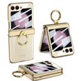 thumbnail image 1 of Frusde for Samsung Galaxy Z Flip 5 Case with Screen Protector Hinge Protection & Ring Kickstand Slim Hard PC Case-Gold, 1 of 4