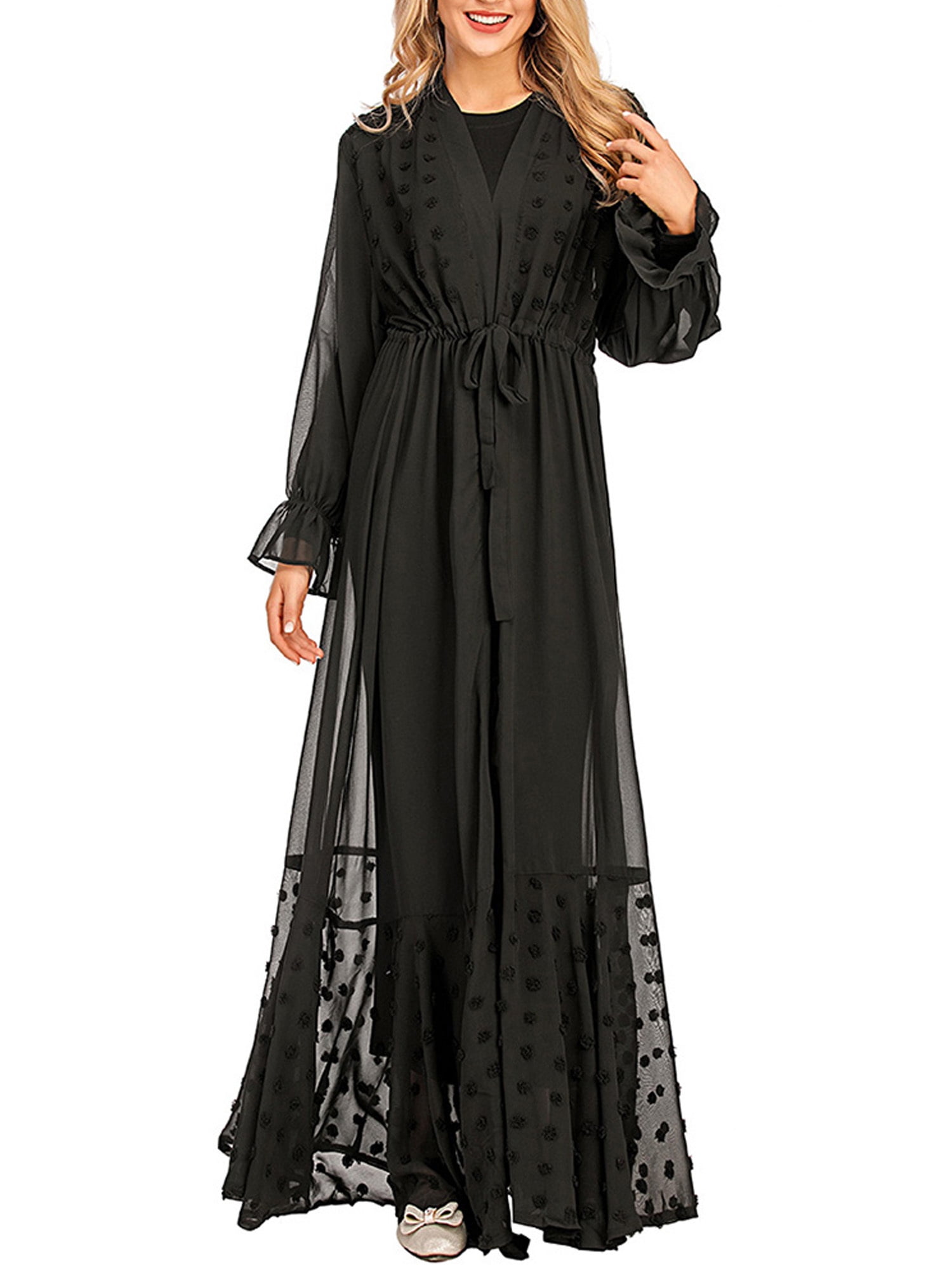 Dubai Open Front Kaftan Robe Abaya Muslim Women Cardigan Jilbab Robe Maxi Dress