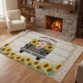 thumbnail image 2 of Kitchen Runner Rugs, Farmhouse Truck with Pig 3'x5' Throw Rug with Tassels, Country Sunflower Wood Board Washable Soft Floor Carpet Runner for Hallway Bedroom Bathroom Laundry Room, 2 of 9