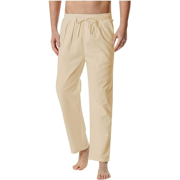 Pantalon Lino Blanco Hombre Pantalones De Playa Para Pantalones