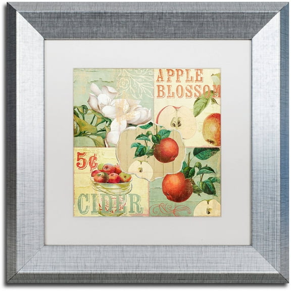 Trademark Fine Art "Apple Blossoms I" Canvas Art by Color Bakery White Matte, Silver Frame
