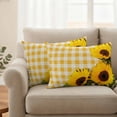 thumbnail image 2 of Spring Sunflowers Outdoor Waterproof Pillow Covers, Yellow White Plaid Farmhouse Rustic Decorative Rectangle Throw Pillowcase Sofa Cushion Sham for Patio/Couch/Chair, 20"x12" 2 Pack, 2 of 8