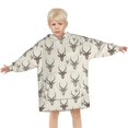 thumbnail image 3 of Beige Antelope Head Pattern Blanket Hoodies for Kids 6-13YR Oversize Wearable Blanket Hoodies for Boys Girls Teens, 3 of 7