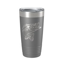 Bass Fishing Tumbler Angler Travel Mug Insulated Laser Engraved Coffee Cup Gift 20 oz Dark Gray