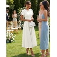 thumbnail image 3 of Merokeety Womens Summer Dresses Crewneck A Line Pleated Flowy Midi Dress With Pockets White L, 3 of 6