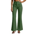 thumbnail image 5 of Women's High Waist Flare Dress Pants Slim Front Seam Ankle Bootcut Suit Trousers with Pockets Elegant Business Casual Pants Multi Colors Army Green, 5 of 8