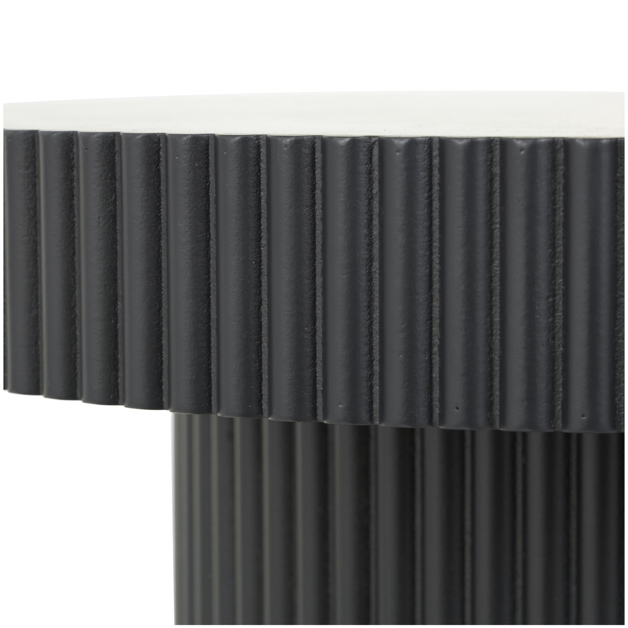 DecMode 20" x 20" Black Wooden Dimensional Ribbed Accent Table, 1-Piece