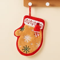 Christmas Hand Towel, Santa Design Wash Towel, Bathing Body Towel, Gloves Shape Hand Towel, Cute Santa Face Towel, Kitchen Dish Towel, Plush Christmas Handtowel for Bar, Household