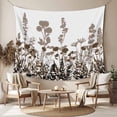 thumbnail image 2 of Brown Flowers Tapestry for Bedroom Wall Hanging Tapestry, Vintage Country Spring Wild Floral Herbs Ceiling Backdrop Tapestries Poster Blanket Wall Decor for Teens Room Living Room Dorm 55" x 73", 2 of 8