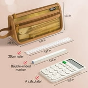 Four Candies Large Capacity Pencil Case, Pencil Case with Zipper, Organized Pencil Cases for Adults, Handheld Pen Bag, Portable Cute Pencil Case, School Supplies for Kids Girls, Brown