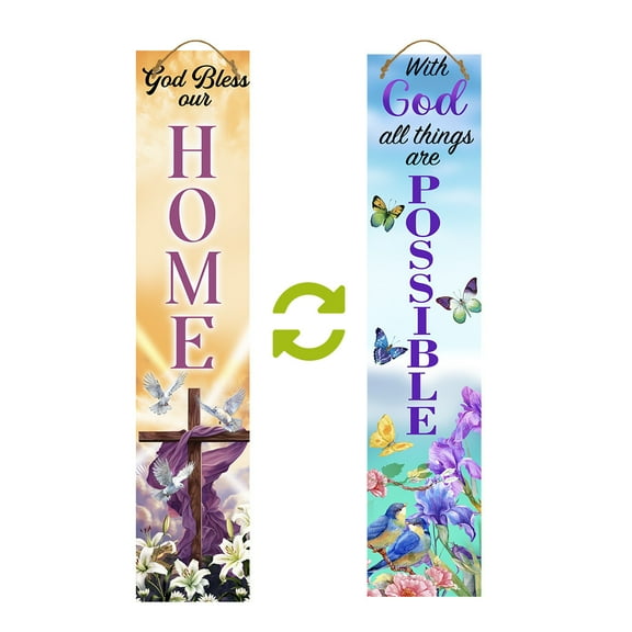 Briarwood Lane Religious Welcome Pine Reversible Porch Leaner