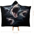 thumbnail image 2 of Shark Gifts, Shark Pattern Wearable Flannel Blanket Hoodie, Flannel Cloak Hooded Blanket Poncho, 2 of 6