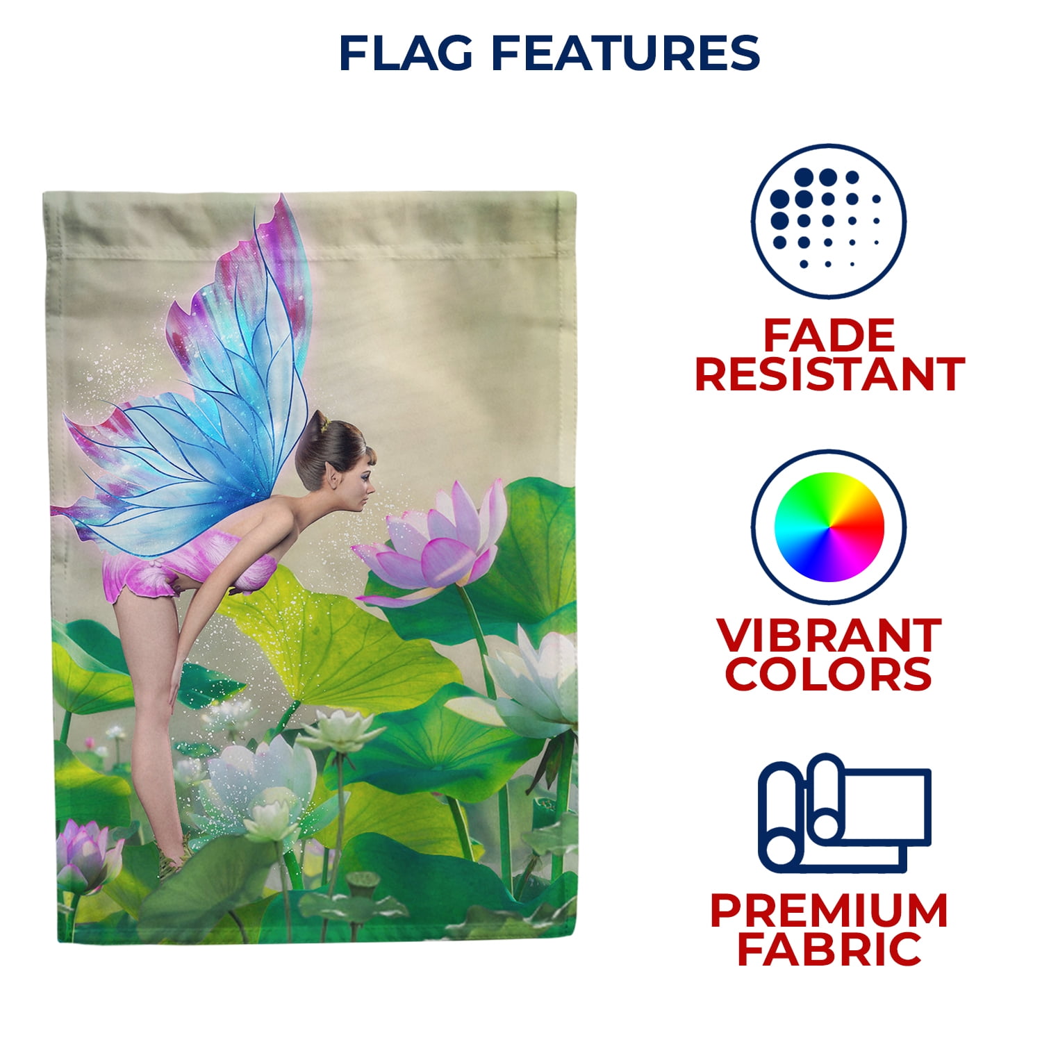 America Forever Fairy House Flag - Spreading Fairy Dust Lotus Pond - Magical Fantasy Fairy Tales Spring Summer Seasonal Yard Outdoor Decorative Double Sided Flag - 28 x 40 Inch