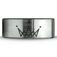 thumbnail image 2 of Tungsten Crown Royalty King Queen Diamond Circle Band Ring 8mm Men Women Comfort Fit Brushed Gray Flat Cut Black Polished, 2 of 4