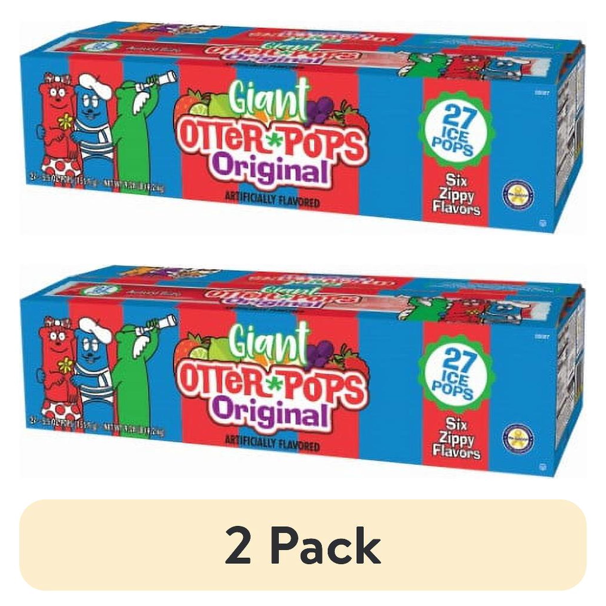 (2 pack) Otter Pops Giant Original Assorted Fruit Ice Pops Gluten-Free 5.5 oz 27 Count Gluten-Free