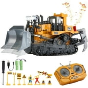 Anpro RC Bulldozer Toys for Kids, Construction Remote Control Bulldozer with Lights/Sounds for Boys