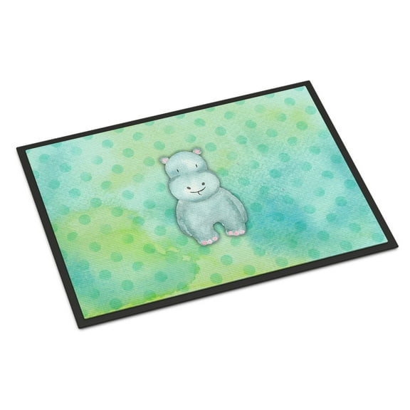 Polkadot Hippopotamus Watercolor Doormat 24x36