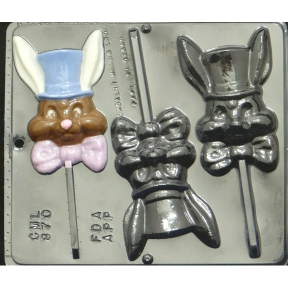 870 Rabbit with Top Hat Pop Lollipop Chocolate Candy Mold