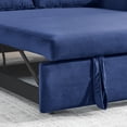 thumbnail image 6 of DEALTOPS 55" Modern Velvet Pull Out Sofa Bed Loveseat Lounge Chaise,Sleeper Sofa Bed with Adjustable Backrest 2 Detachable Arm Pockets - Blue, 6 of 8
