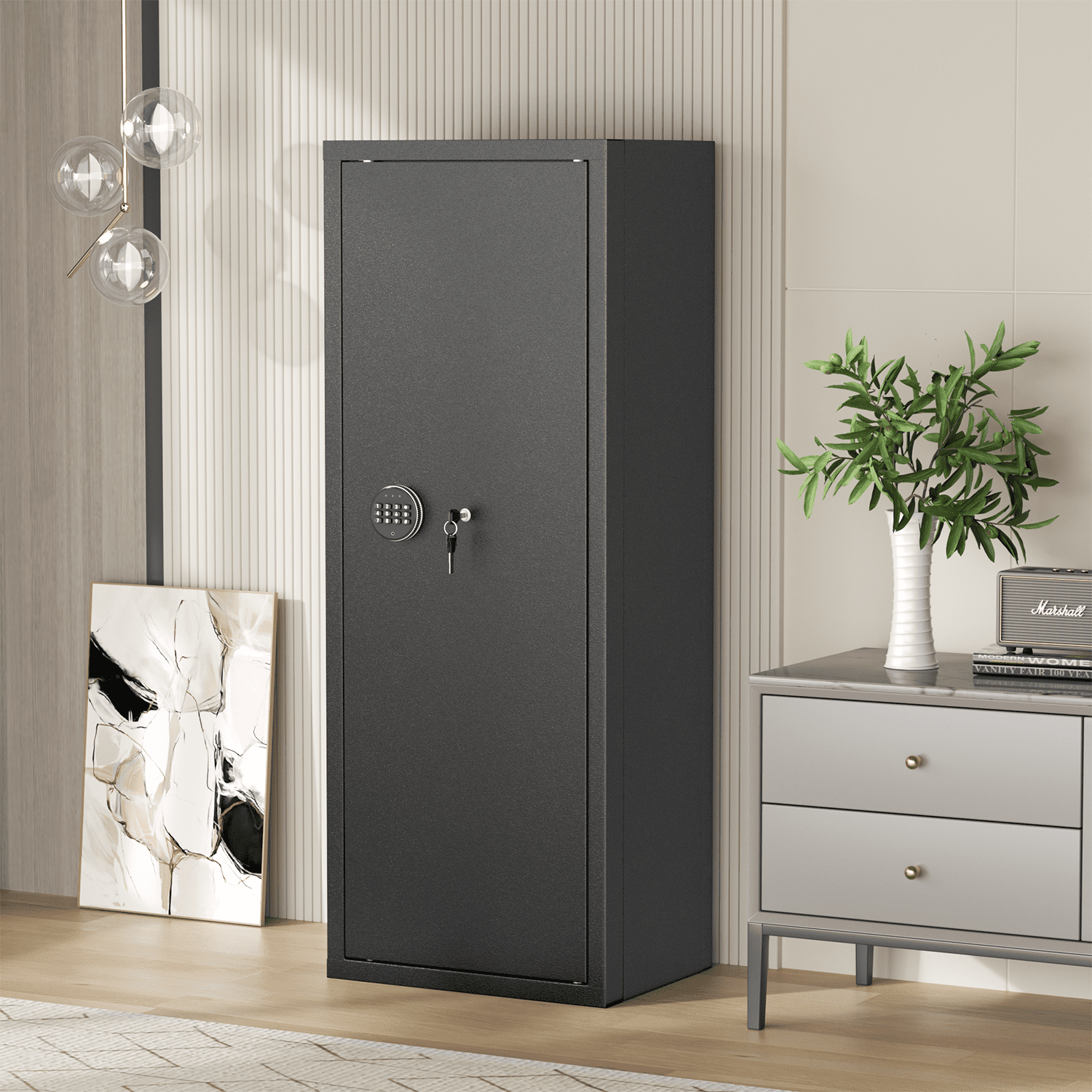SUNCROWN 10-12 Gun Safe for Rifles and Pistols,Quick Access Rifle Gun Safe with Password Lock, Gun Cabinet with Shelves for Home,Office(Assembly Required)