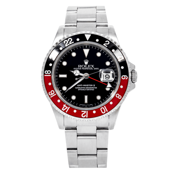 Pre-Owned Rolex GMT-Master II 40MM 16710 Coke Black Dial Black & Red Ceramic Bezel Stainless Steel Oyster Bracelet