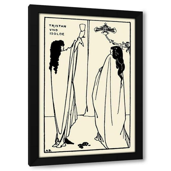 Aubrey Beardsley 11x14 Black Modern Wood Framed Wall Art Titled - Savoy 1896 Vol.7 - Tristan and Isolde