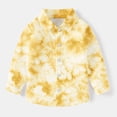 thumbnail image 4 of Boys Button Up Shirts Chest Pocket Fashion Tie-dye Long Sleeve Collared Dress Shirt for Kids Boy Girl Blouse, 2-3 Years Yellow, 4 of 7