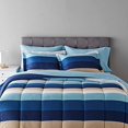 thumbnail image 2 of Amazon Basics - Juego de ropa de cama de microfibra ligera de 7 piezas, tama&ntilde;o matrimonial/queen, rayas azules Amazon Basics NA, 2 of 7