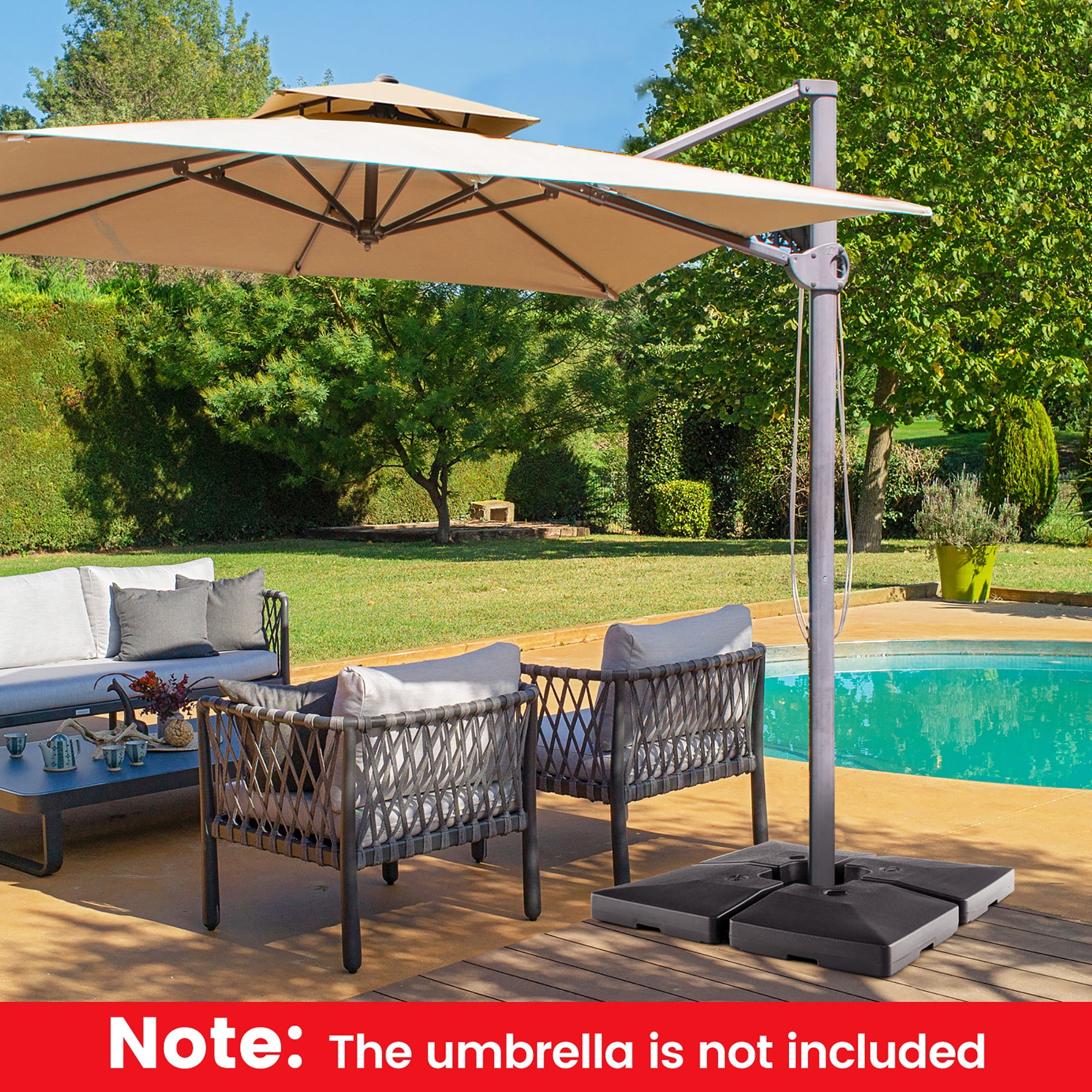 Costway 4pcs Fillable Patio Offset Cantilever Umbrella Base Stand Heavy-Duty  Square