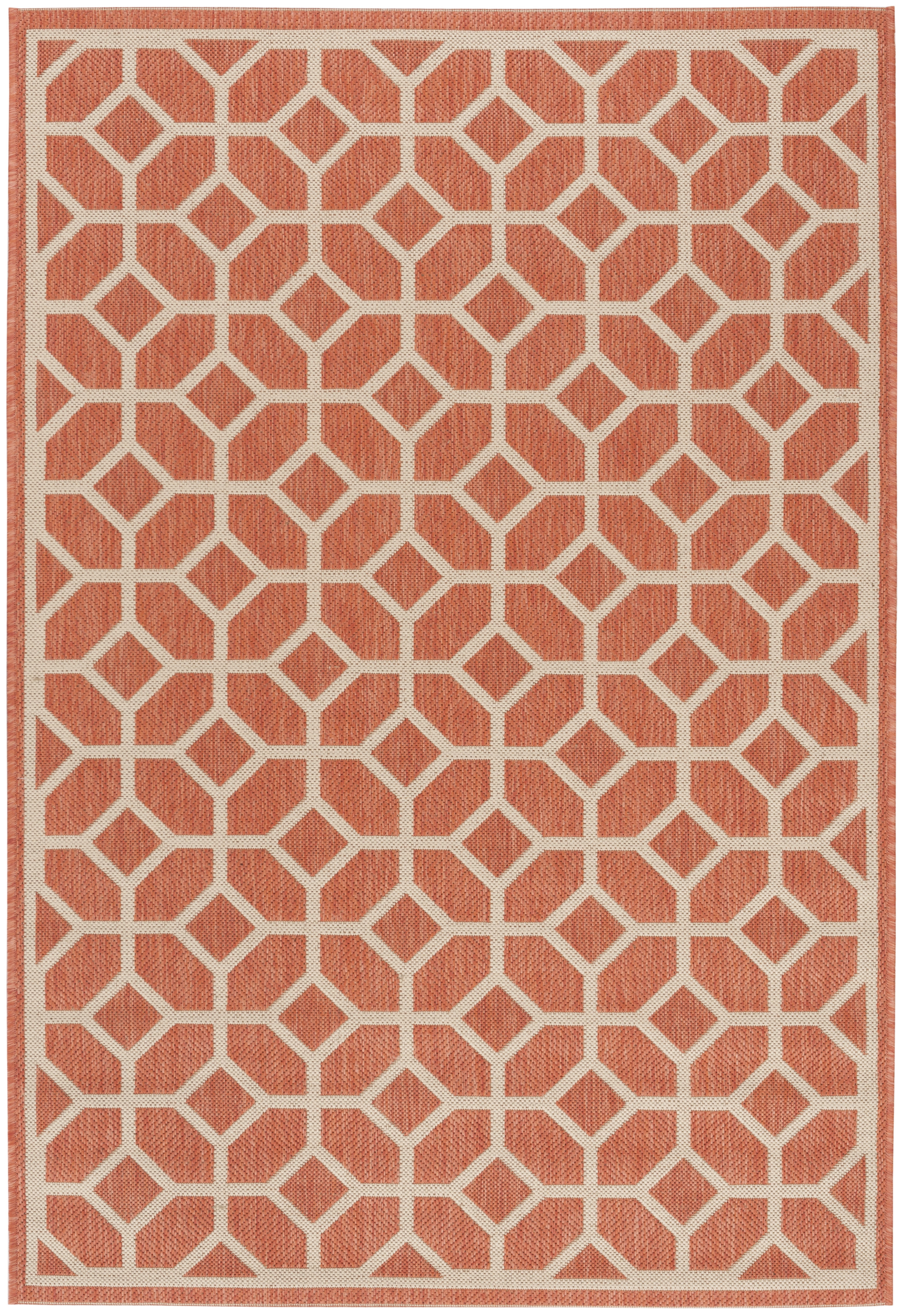 Safavieh Linden Joey Geometric Indoor/Outdoor Area Rug, Rust/Creme, 4' x 6'