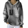 thumbnail image 2 of QIUOMBBP Christian Hoodies for Women Contrast Color Block Faith Cross Hooded Sweatshirt Casual Long Sleeve Shirts, Gray, XXL, 2 of 3