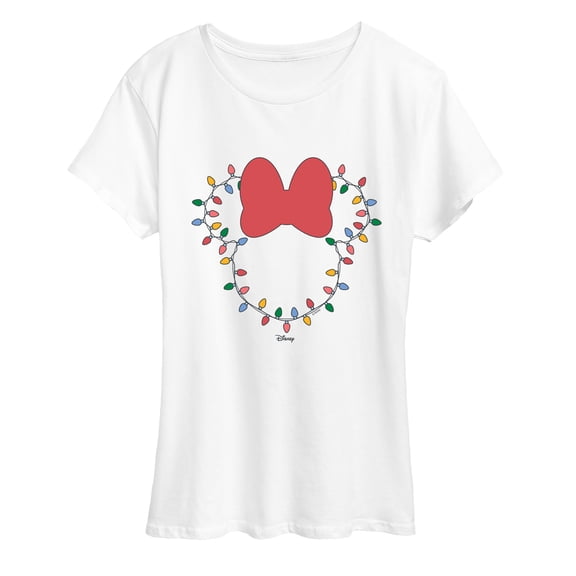 Disney - Christmas Lights Minnie Head - Women's Short Sleeve Graphic T-Shirt