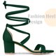 thumbnail image 4 of Sandalias de tacón medio grueso con cordones para mujer Verde 42, 4 of 5