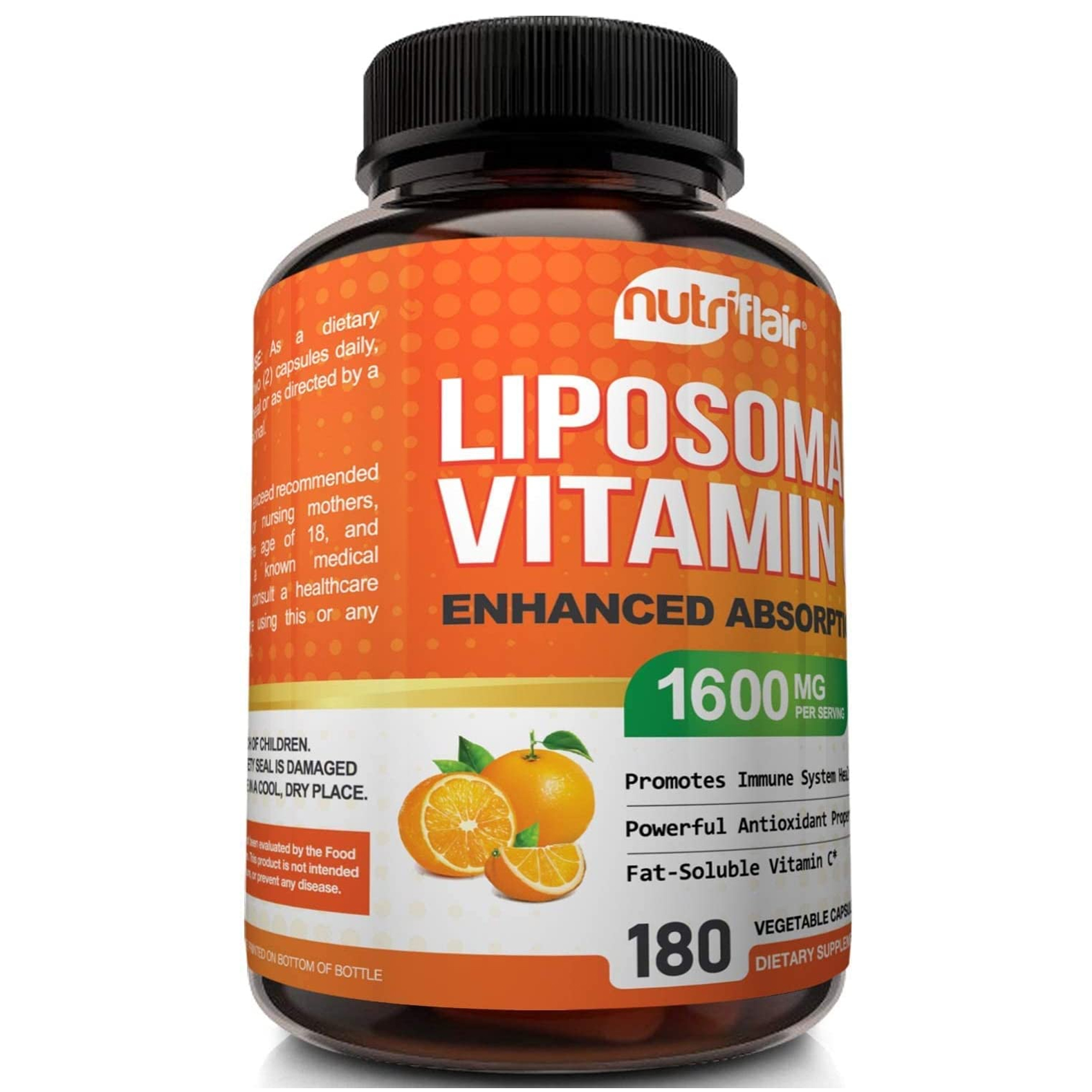 NutriFlair Liposomal Vitamin C 1600mg, 180 Capsules - High Absorption, Fat Soluble VIT C, Antioxidant Supplement, Higher Bioavailability Immune System Support & Collagen Booster, Non-GMO, Vegan Pills - image 2 of 7