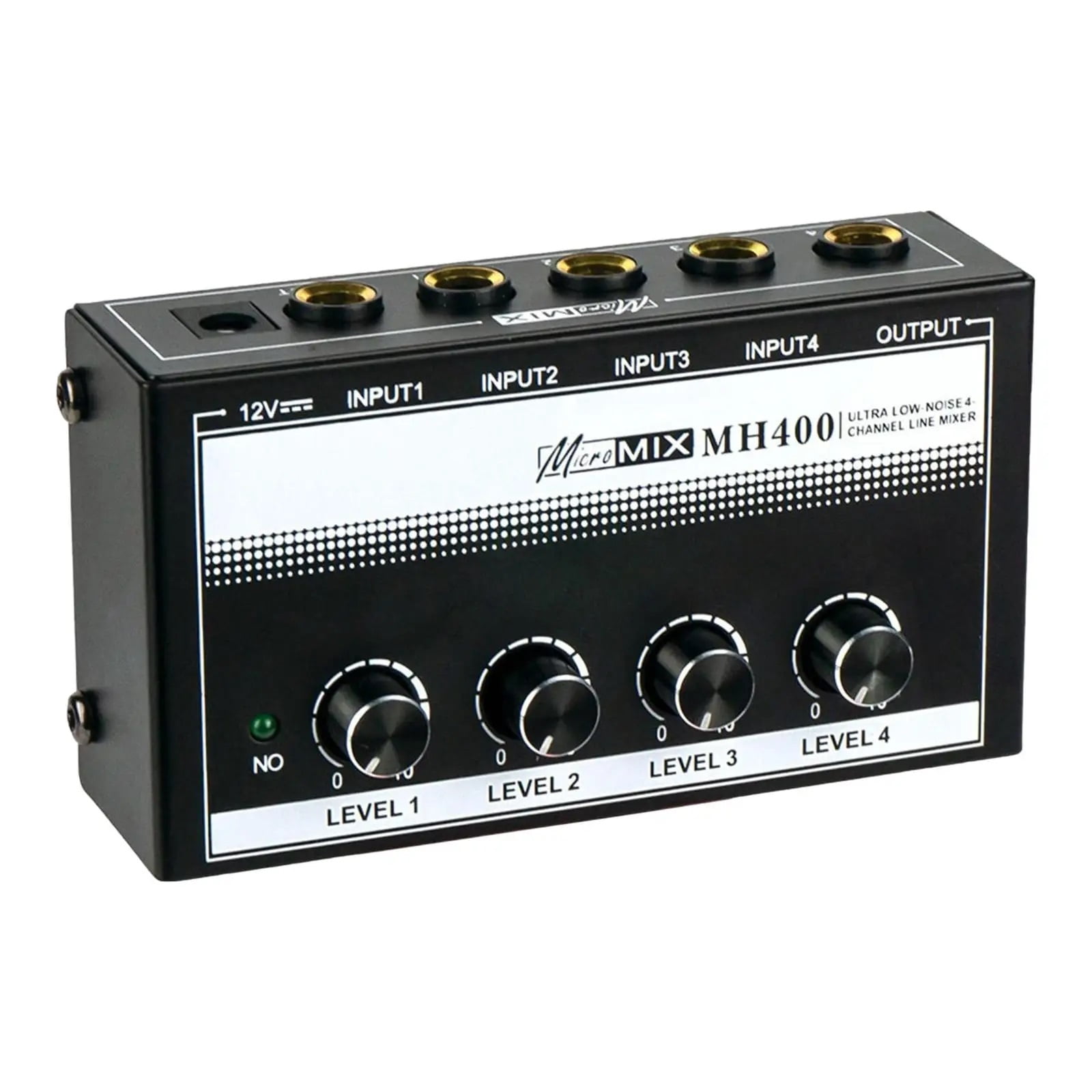 Sound Mixer Professional 4 Channel Line Mixer Volume Control Mini Au-dio Mixer for Musical Instruments Keyboards Bass Black ,Precision Control