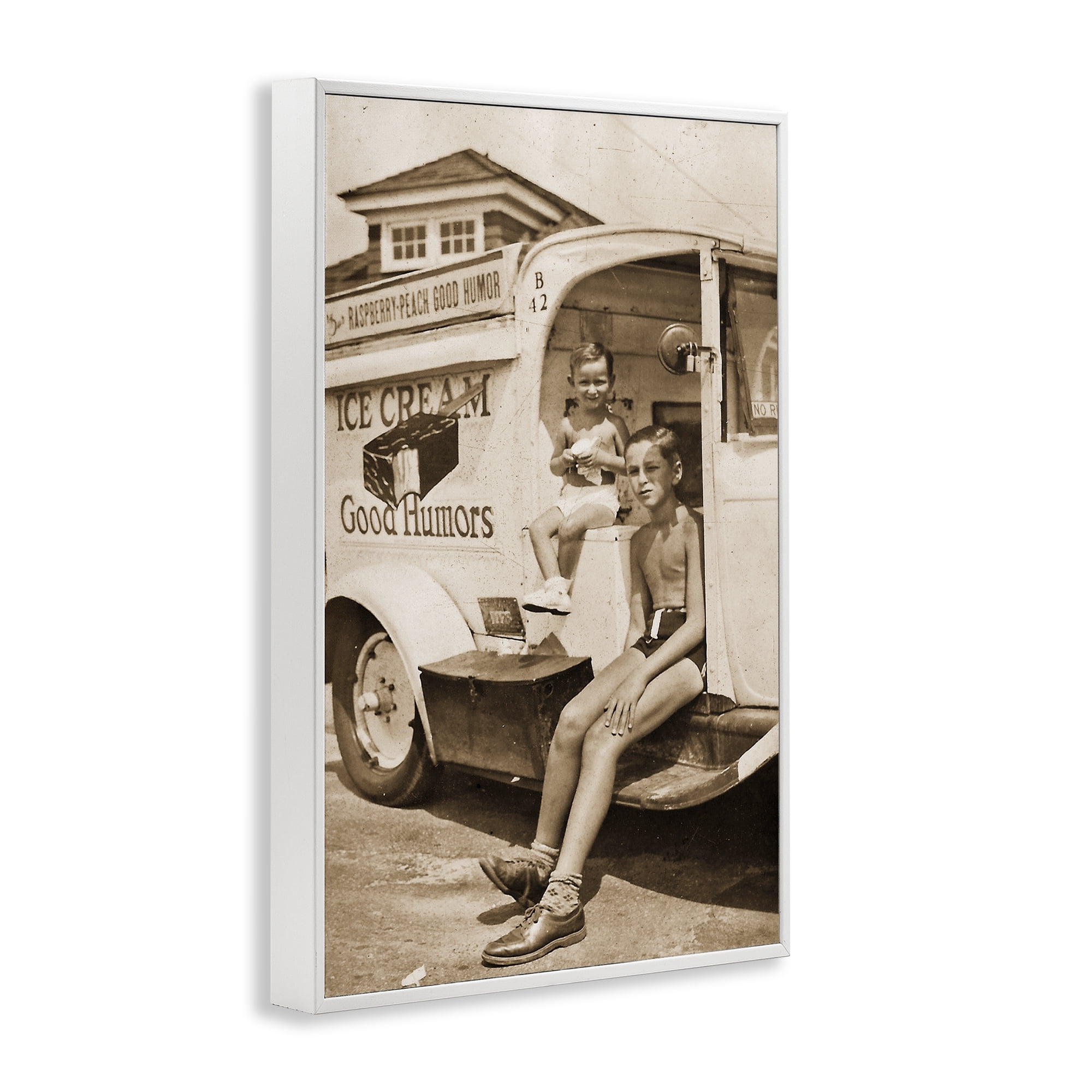 Stupell Industries Vintage Ice Cream Truck White Framed Giclee Art, design by Grotto Studios