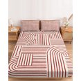 thumbnail image 2 of Cal.King Size Fitted Sheet Set - Red Boho 3 Piece Bedding Sets 16" Deep Pocket Fitted Sheet with 2 Pillowcases, Abstract Geometric Curves Lines Modern Brushed Microfiber Hotel Luxury Bed Sheets, 2 of 9