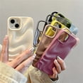thumbnail image 2 of Ins Japan Silver 3D Wave Texture Water Ripple Phone Case For iPhone 14 13 11 12 Pro Max Candy Color Soft Shockproof Bumper Cover ZR, 2 of 7