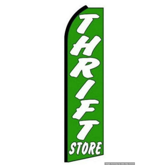 OnPoint Wares| Thrift Store Swooper Flag | Advertising Flag/Business Flags | 11.5ft x 3.5ft