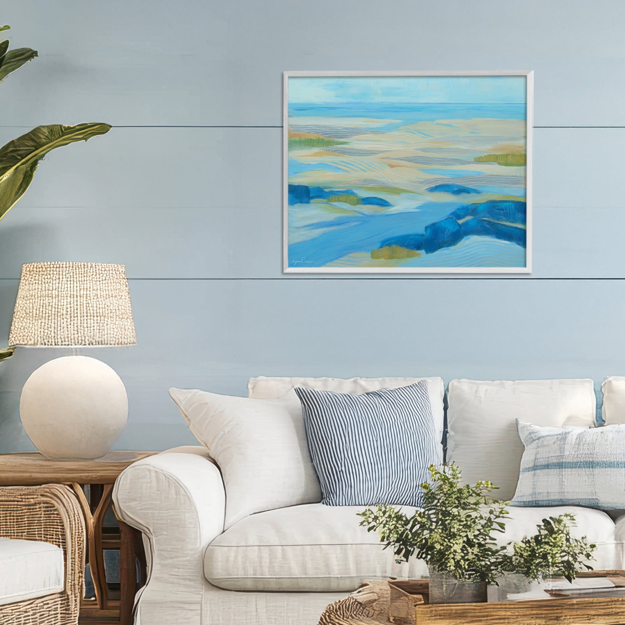 Stupell Industries Coastal Walk Among Dunes White Framed Giclee Art, design by Lynn Ericson Fine Art