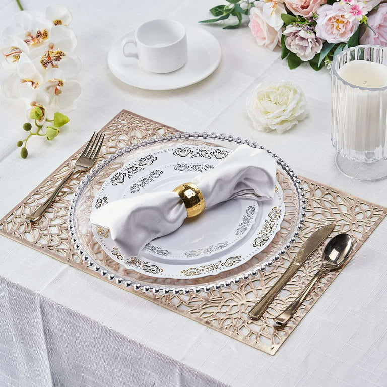 Grey floral print elegant table placemats - TenStickers
