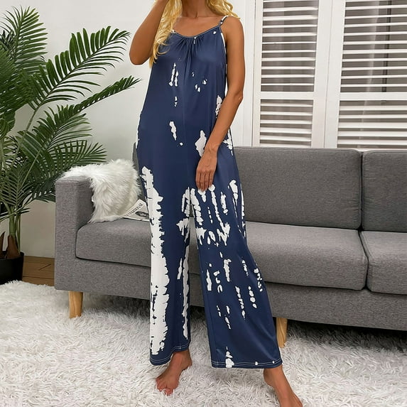 HUPOM Palazzo Pants For Women Pants Capris High Waist Rise Long Flare-Leg Blue L