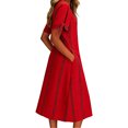 thumbnail image 5 of Women's Striped Maxi Dress, Tie Cuff Short Sleeve Casual Midi Dresses, Loose Fit A-Line Summer Vertical Stripe T Shirt Sundress with Pockets for Home and Office, 5 of 6